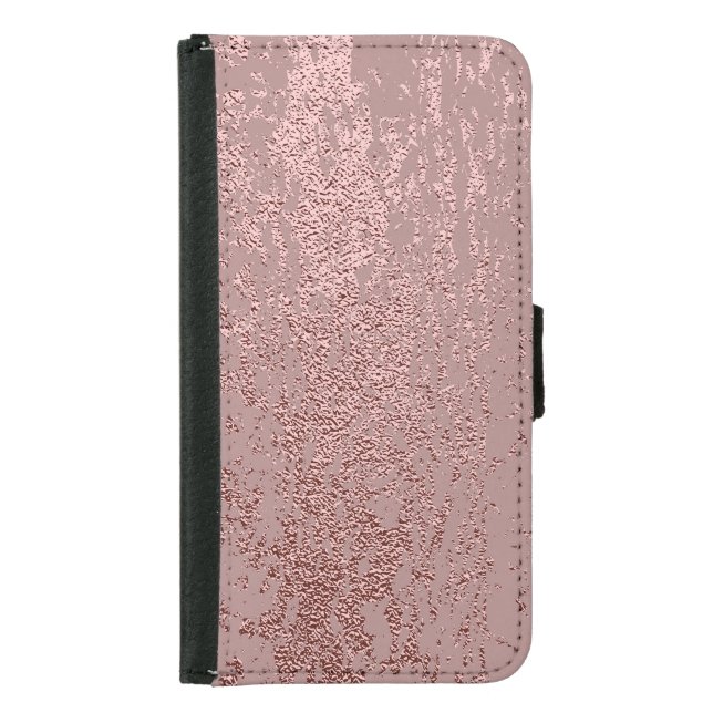 Metallic gold texture, rose quartz. samsung galaxy wallet case (Front)
