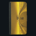 Metallic Gold Tones Print Stainless Steel Look Wallet Phone Case For Samsung Galaxy S5<br><div class="desc">Metallic gold tones print,  shiny stainless steel metal look pattern with custom and optional monogram/name. Simple and elegant. Design is available on other products.</div>