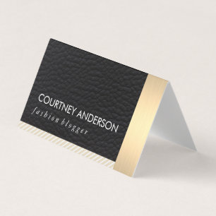 Metallic Gold Trim and Leather with Stripes Business Card