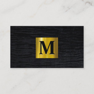 Metallic Gold Velvet Black Monogram Business Card