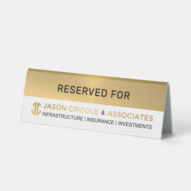 Metallic Gold White Custom Logo -Reserved For Table Tent (Front)