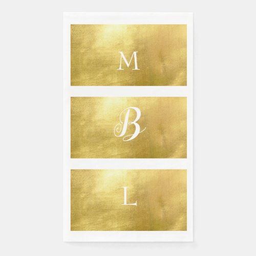 Metallic Gold  White Monogram Elegant Wedding Paper Guest Towels