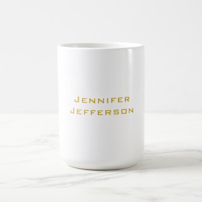 Metallic Gold & White Professional Modern Elegant Coffee Mug (Center)