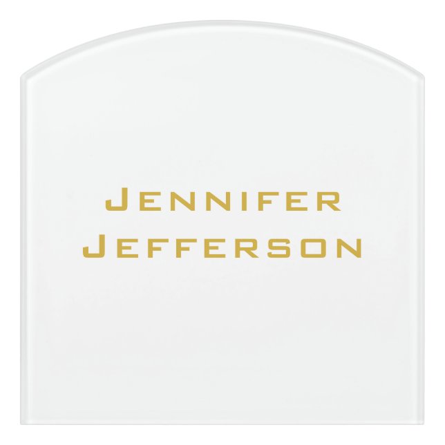 Metallic Gold & White Professional Modern Elegant Door Sign (Contour Front)