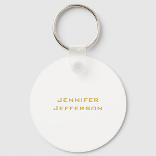 Metallic Gold & White Professional Modern Elegant Keychain