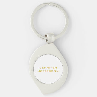 Metallic Gold & White Professional Modern Elegant Keychain