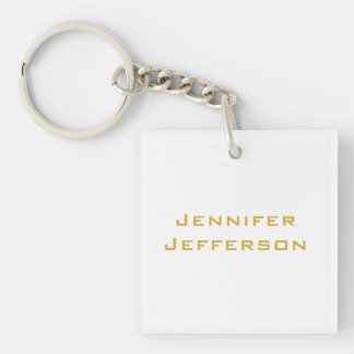 Metallic Gold & White Professional Modern Elegant Keychain