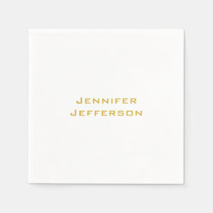 Metallic Gold & White Professional Modern Elegant Napkins