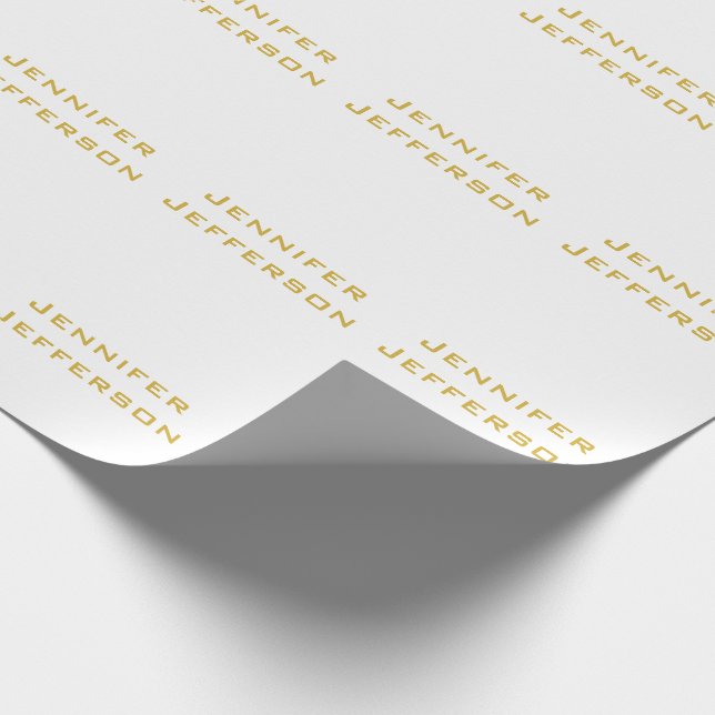 Metallic Gold & White Professional Modern Elegant Wrapping Paper (Corner)