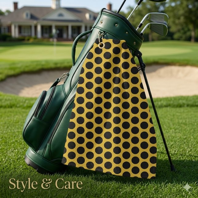 Metallic Gold with Black Dot Style Golf Towel (Metallic Gold with Black Dot Style Golf Towel)