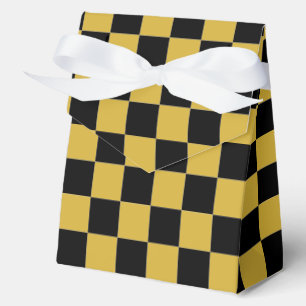Metallic Gold with Black Square Pattern Large Tent Favor Boxes