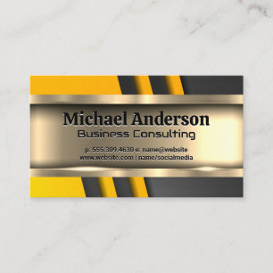 Metallic Gold Yellow Black Industrial Business Card