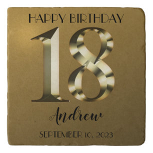 Metallic golden 18th birthday trivet