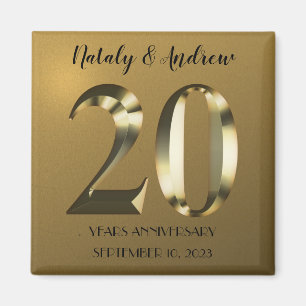 Metallic golden 20th Wedding Anniversary Magnet