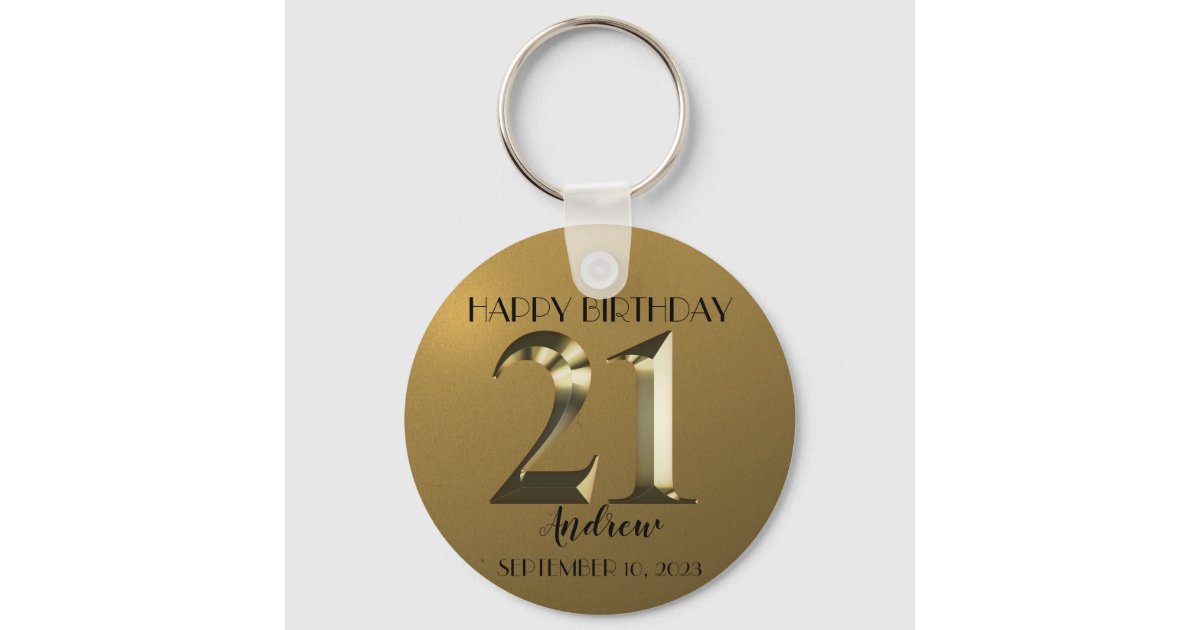 Elegant 21st Birthday Party Favor Keychain