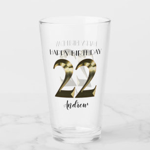 Metallic golden 22th birthday glass