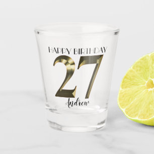 Metallic golden 27th birthday shot glass