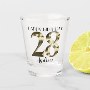 Metallic golden 28th birthday shot glass
