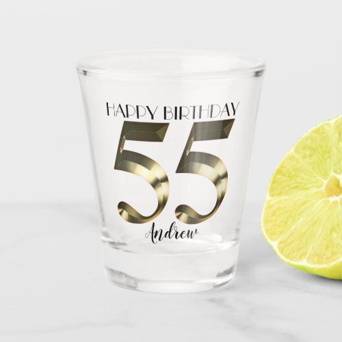Metallic golden 55th birthday shot glass