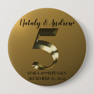 Metallic golden 5th Wedding Anniversary Button