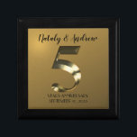 Metallic golden 5th Wedding Anniversary Gift Box<br><div class="desc">Celebrating 5 years together. Happy 5th wedding anniversary. Golden metallic label.</div>