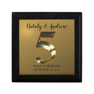 Metallic golden 5th Wedding Anniversary Gift Box