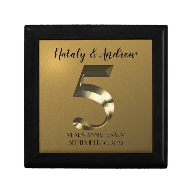 Metallic golden 5th Wedding Anniversary Gift Box (Front)