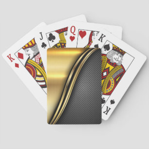 Metallic Golden Dark Wave Poker Cards