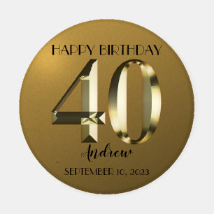 Metallic golden foil 40th birthday coaster set