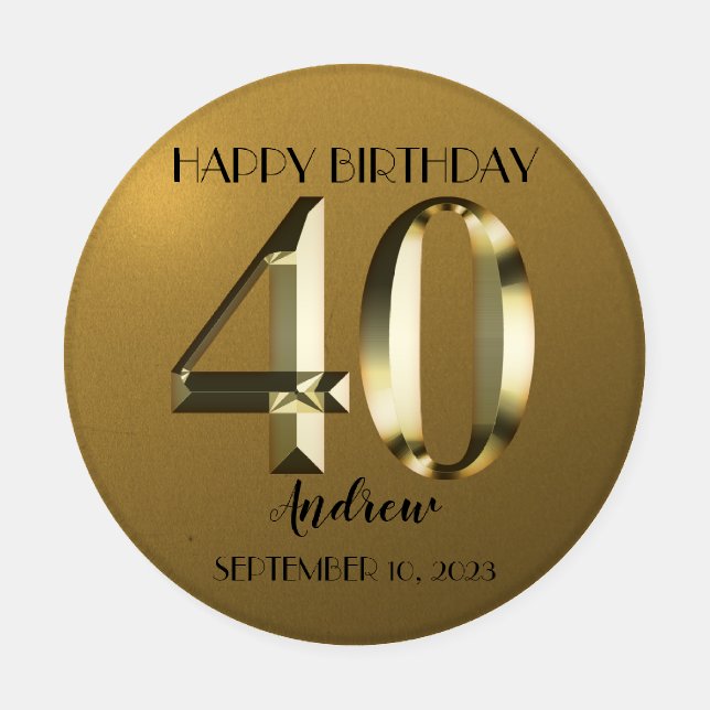 Metallic golden foil 40th birthday coaster set (Single)