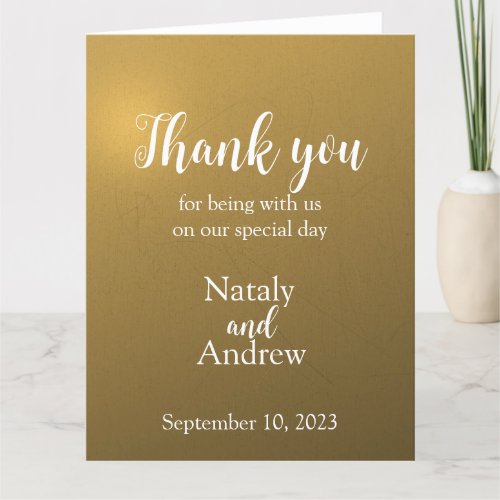Metallic golden thank you card