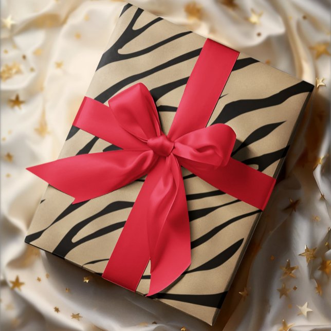Metallic Golden Zebra Pattern  Wrapping Paper (Creator Uploaded)