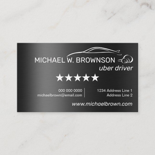 Metallic Gray Automobile Service Logo Business Card (Front)
