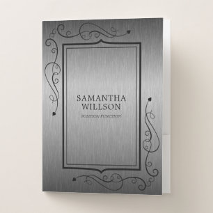 Metallic gray black frame pocket folder