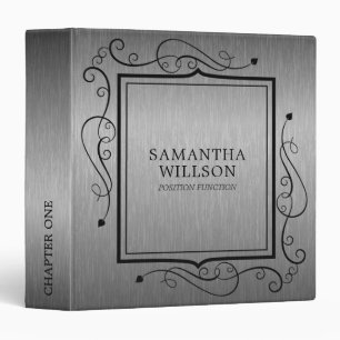 Metallic Gray Brushed Aluminum Look 3 Ring Binder