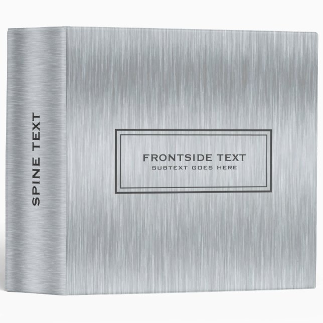 Metallic Gray Brushed Aluminum Texture 3 Ring Binder (Front/Spine)