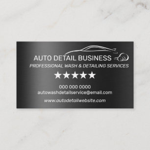 Metallic Gray Car Auto Detail Cleaning Wash Business Card