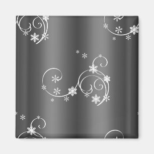 Metallic Gray Christmas Magnet