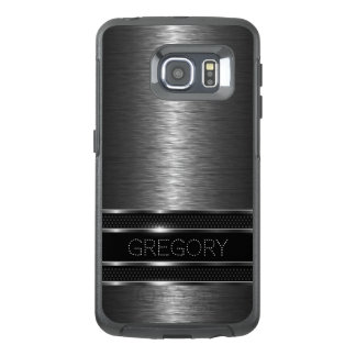 Metallic Gray Geometric Stripes & Monogram 6 Edge OtterBox Samsung Galaxy S6 Edge Case