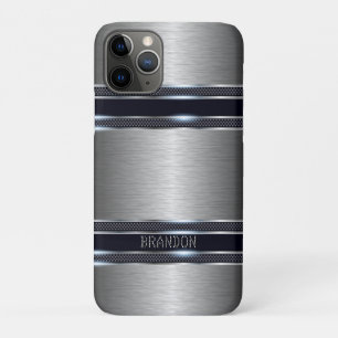 Metallic gray industrial geometric design iPhone 11 pro case