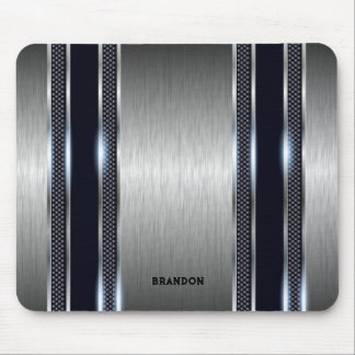 Metallic gray industrial geometric texture mouse pad