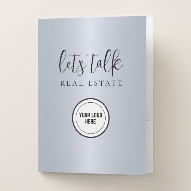 Metallic Gray Let's Talk Real Estate Professional  Pocket Folder (Front)