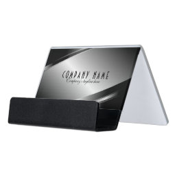 Metallic Gray Modern Geometric Design Desk Business Card Holder