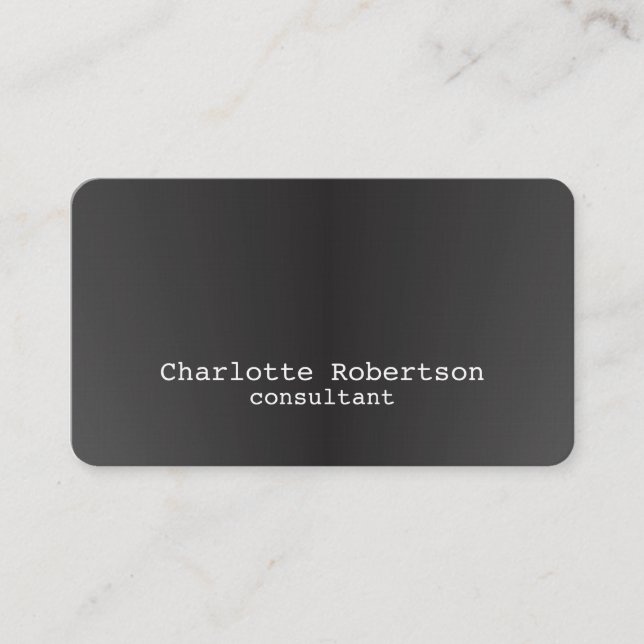 Metallic Gray Plain Creative Modern Consultant Business Card (Front)