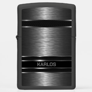 Metallic Gray Print Geometric Design Zippo Lighter