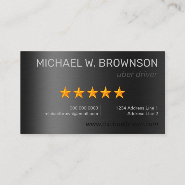 Metallic Gray Silver Minimal Driver Business Card (Front)