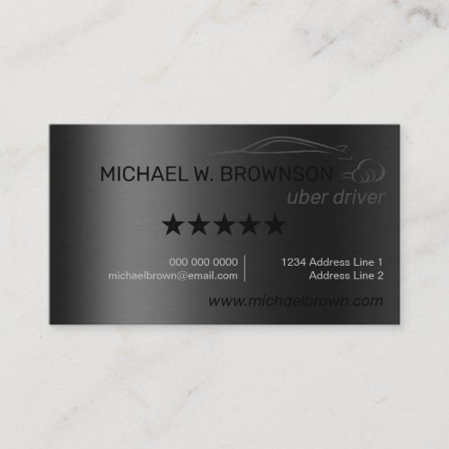 Metallic Gray Silver Minimal Driver car auto Business Card