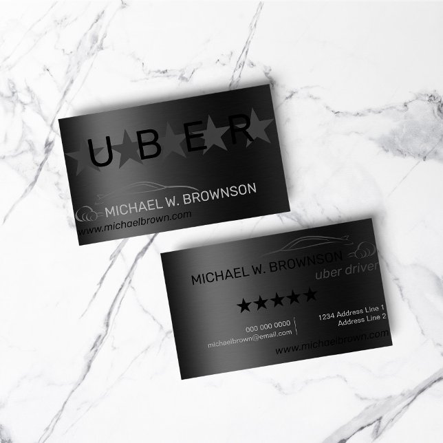 Metallic Gray Silver Minimal Driver car auto Business Card (Metallic Gray Silver Minimal Driver car auto Business Card)