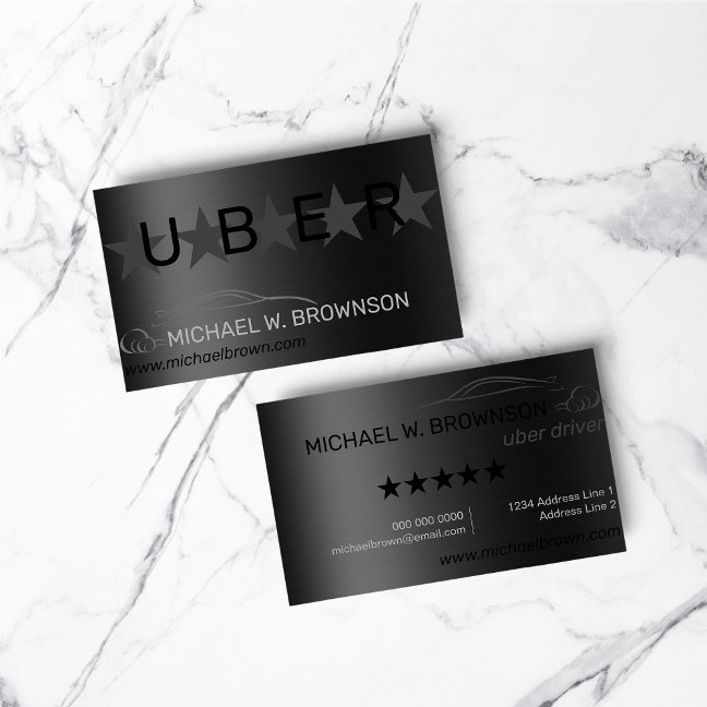 Metallic Gray Silver Minimal Driver car auto Business Card