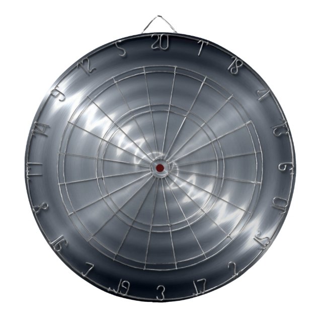 Metallic Gray Stainless Steel Metal Look Dart Board (Front)